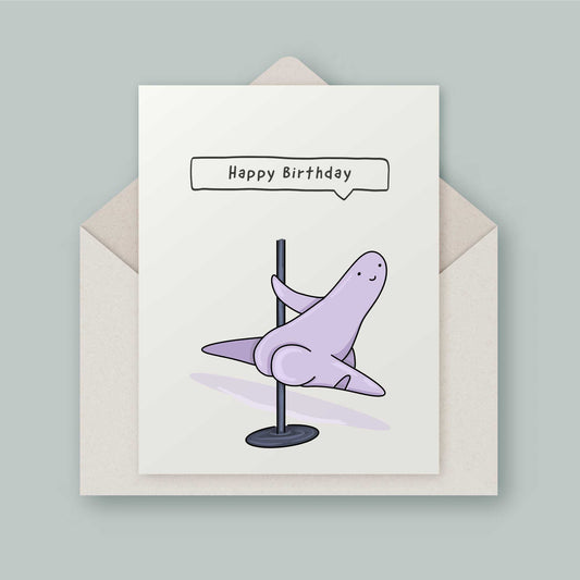 Pole dancer cute illustration birthday card for girlfriend wife fiancée partner