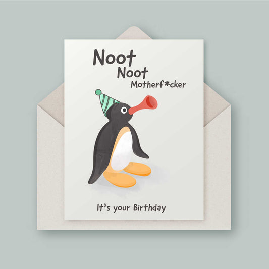 Nostalgic funny Pingu birthday card - Noot Noot it's your birthday