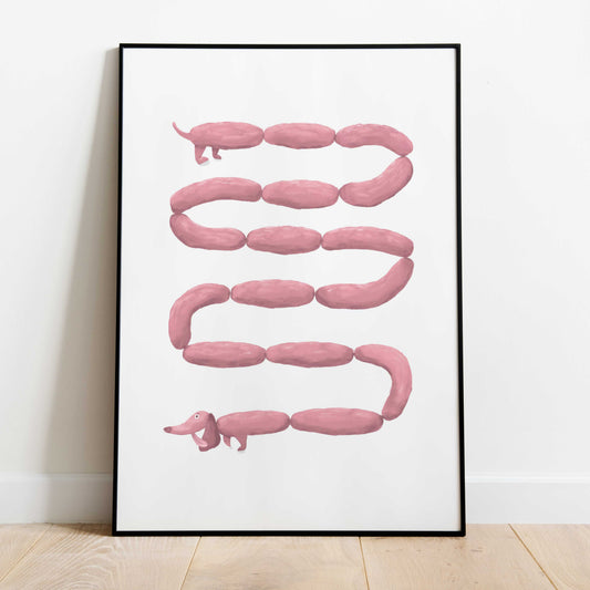 Dachshund doxie sausage dog wall art print gift, sausage dog inspired home decor poster for her