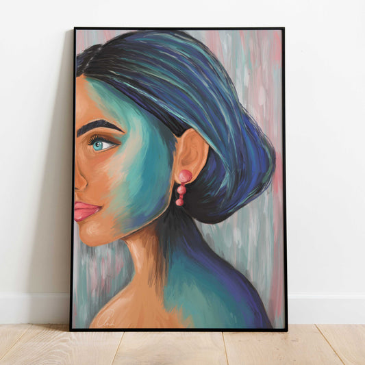 Oil Painting Female Face Print | Poster Decor Wall Art Print | A2 A3 A4