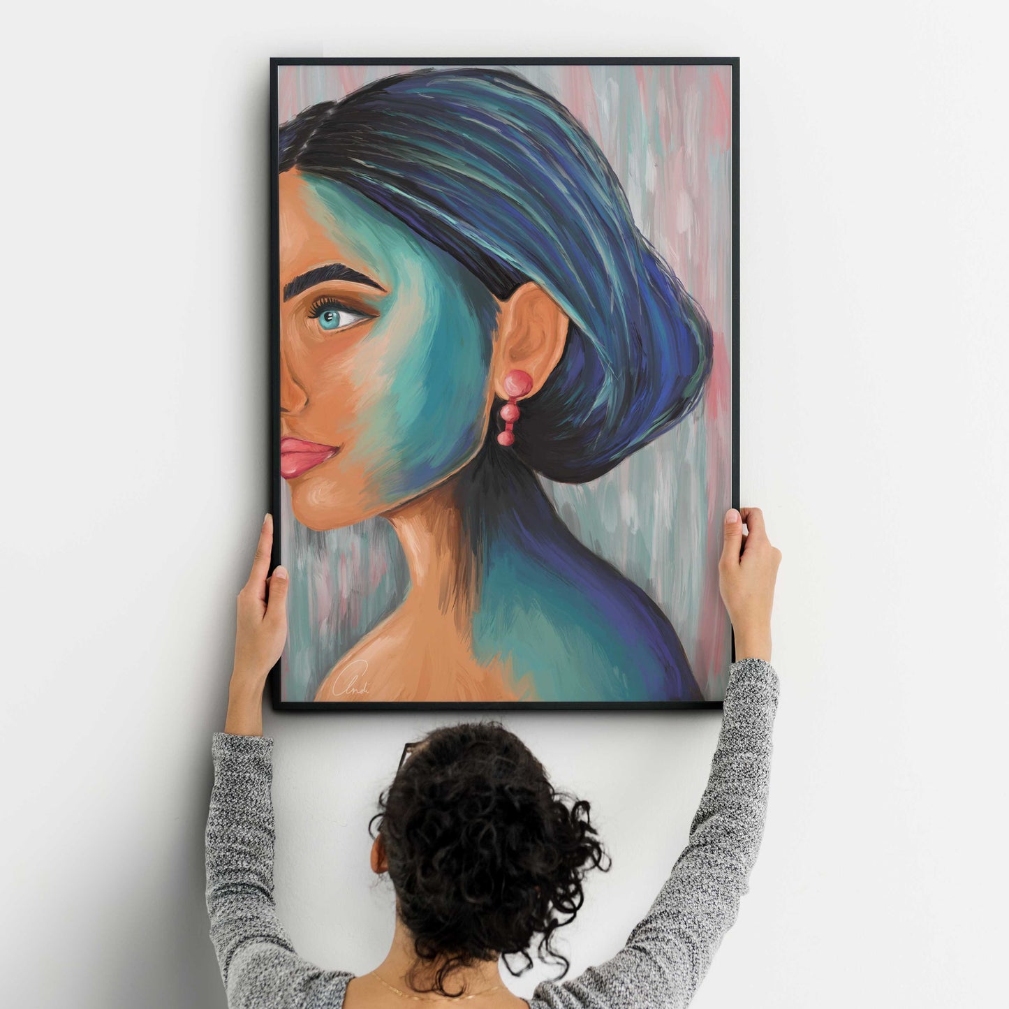 Oil Painting Female Face Print | Poster Decor Wall Art Print | A2 A3 A4