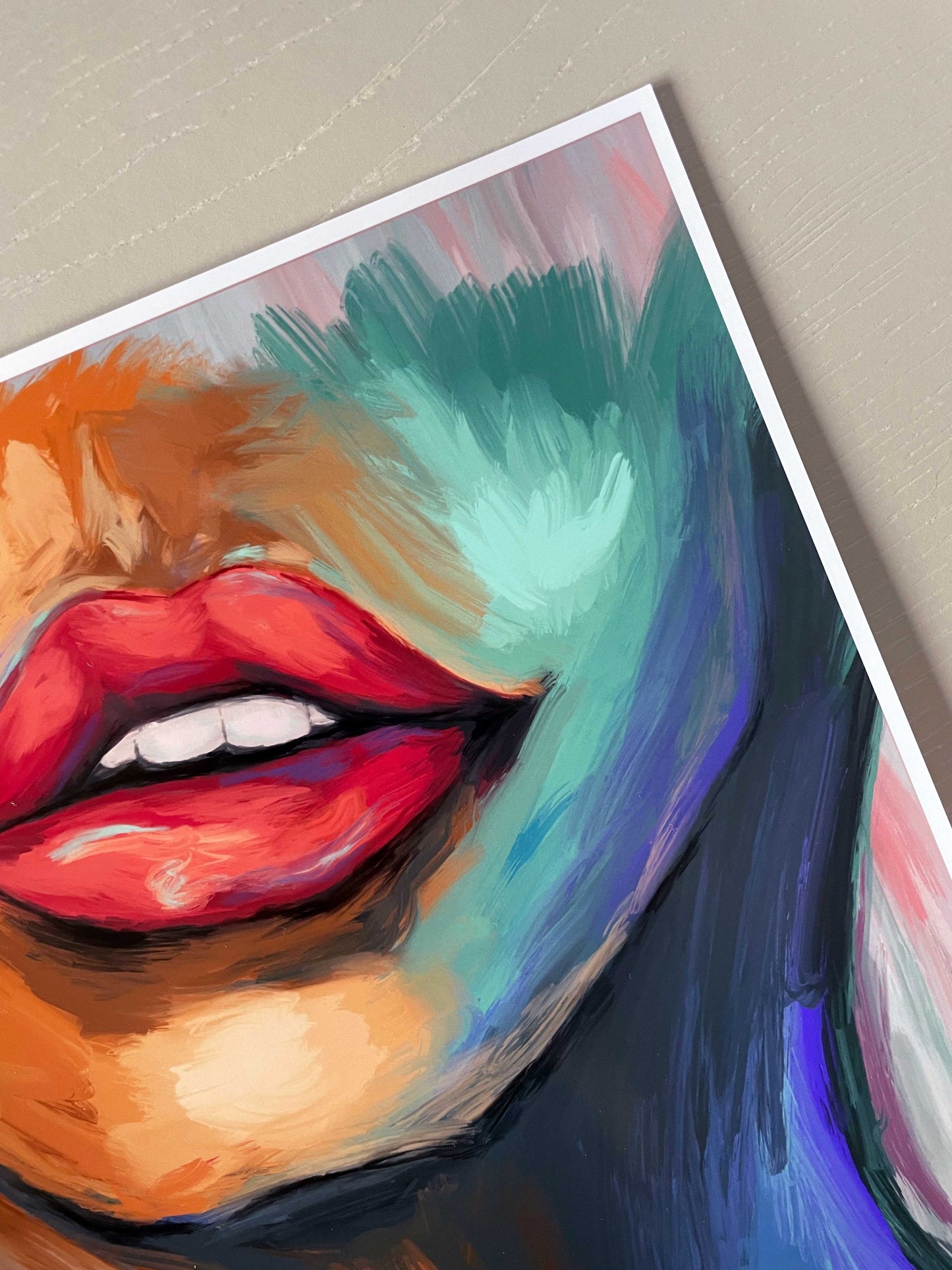 Oil Painting Female Lips Print | Poster Decor Wall Art Print | A2 A3 A4
