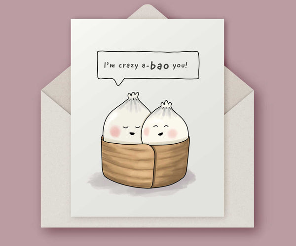 I'm crazy a-BAO you cute dumpling valentines day card